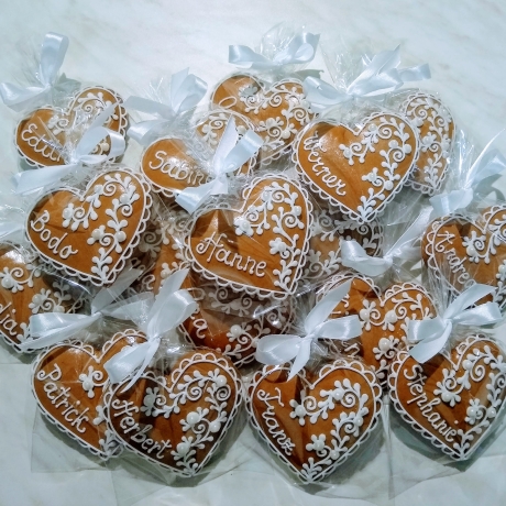 Gastgeschenk, Platzkarte aus Lebkuchen. 9-10cm