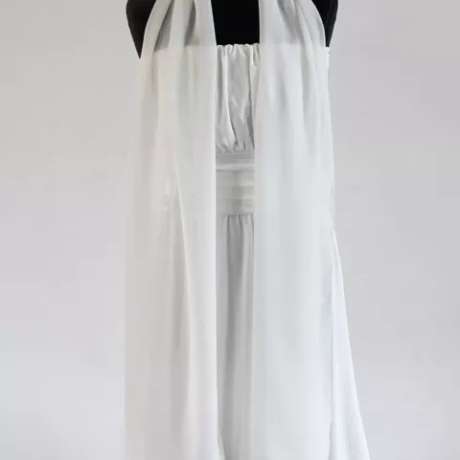 Damen-Herren-Chiffon-Seiden-Schal, elfenbein, 190x35 cm          