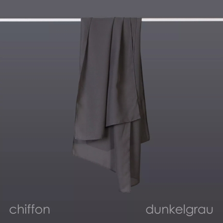 Damen-Herren-Chiffon-Seiden-Schal, dunkelgrau, 190x35 cm