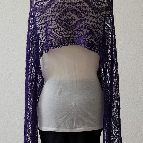 Lace-Stola Brautstola Lila, Handgestrickt