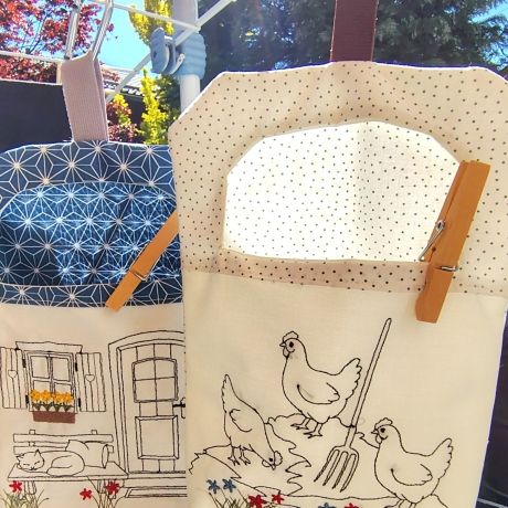 Stickdatei ITH 20x30cm Klammersack 5 Motive Landleben + blanko 