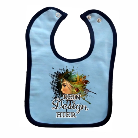 Baby Lätzchen farbiger Saum personalisiert mit deinem Wunschmotiv