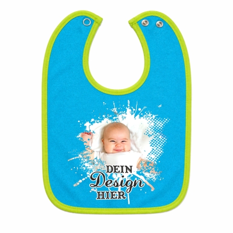 Baby Lätzchen farbiger Saum personalisiert mit deinem Wunschmotiv