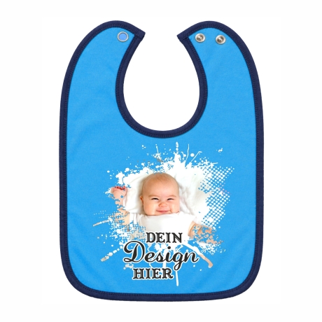 Baby Lätzchen farbiger Saum personalisiert mit deinem Wunschmotiv