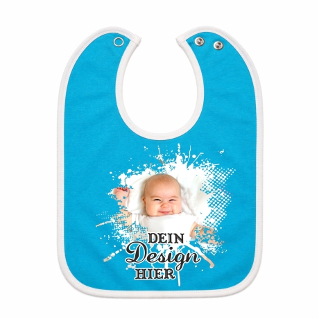Baby Lätzchen farbiger Saum personalisiert mit deinem Wunschmotiv