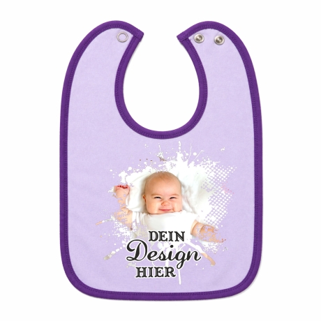 Baby Lätzchen farbiger Saum personalisiert mit deinem Wunschmotiv