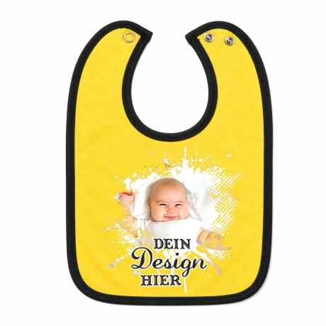 Baby Lätzchen farbiger Saum personalisiert mit deinem Wunschmotiv