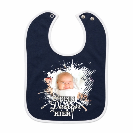 Baby Lätzchen farbiger Saum personalisiert mit deinem Wunschmotiv