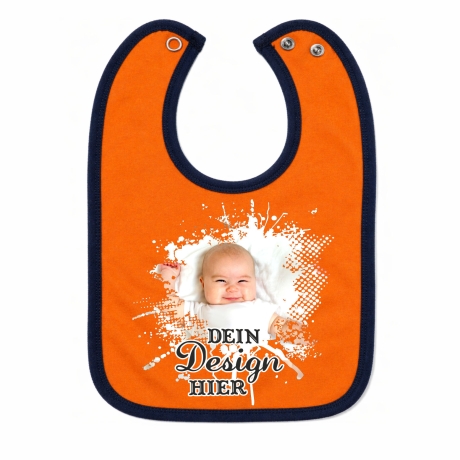 Baby Lätzchen farbiger Saum personalisiert mit deinem Wunschmotiv