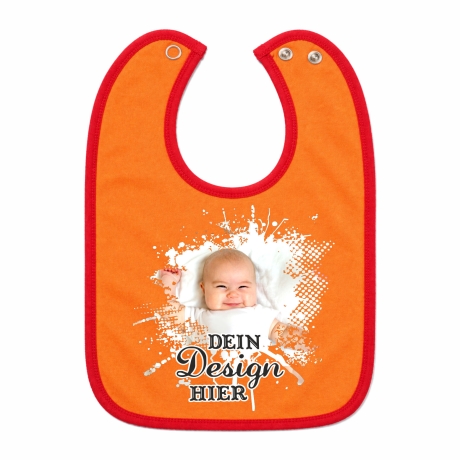 Baby Lätzchen farbiger Saum personalisiert mit deinem Wunschmotiv