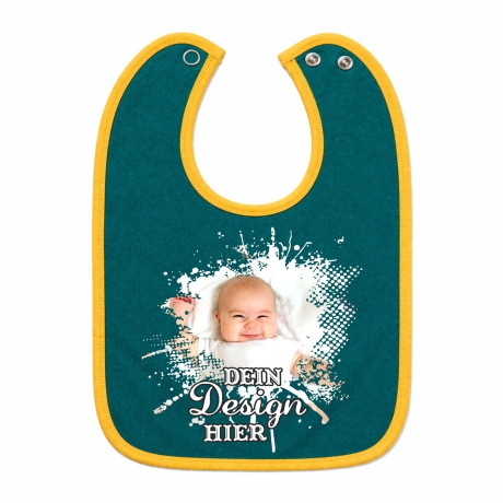 Baby Lätzchen farbiger Saum personalisiert mit deinem Wunschmotiv
