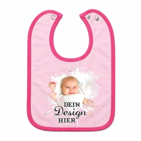 Baby Lätzchen farbiger Saum personalisiert mit deinem Wunschmotiv