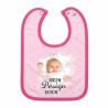 Baby Lätzchen farbiger Saum personalisiert mit deinem Wunschmotiv