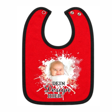 Baby Lätzchen farbiger Saum personalisiert mit deinem Wunschmotiv