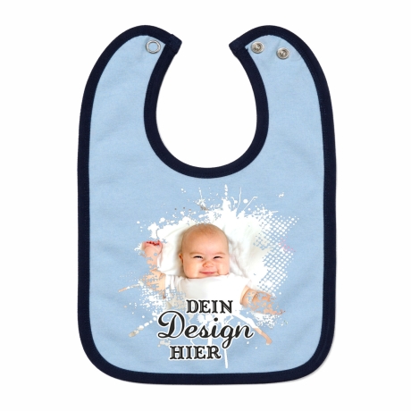 Baby Lätzchen farbiger Saum personalisiert mit deinem Wunschmotiv