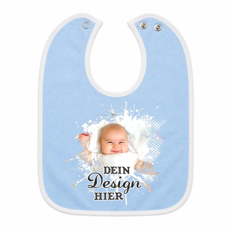 Baby Lätzchen farbiger Saum personalisiert mit deinem Wunschmotiv