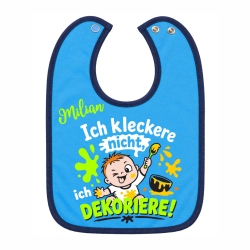 Baby Lätzchen farbiger Saum ICH KLECKERE NICHT bedruckt mit Namen