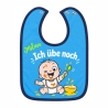 Baby Lätzchen farbiger Saum ICH ÜBE NOCH bedruckt mit Namen