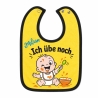 Baby Lätzchen farbiger Saum ICH ÜBE NOCH bedruckt mit Namen