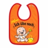 Baby Lätzchen farbiger Saum ICH ÜBE NOCH bedruckt mit Namen