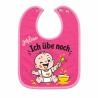 Baby Lätzchen farbiger Saum ICH ÜBE NOCH bedruckt mit Namen