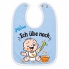 Baby Lätzchen farbiger Saum ICH ÜBE NOCH bedruckt mit Namen