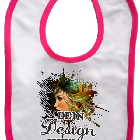 Baby Lätzchen farbiger Saum personalisiert mit deinem Wunschmotiv
