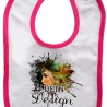 Baby Lätzchen farbiger Saum personalisiert mit deinem Wunschmotiv