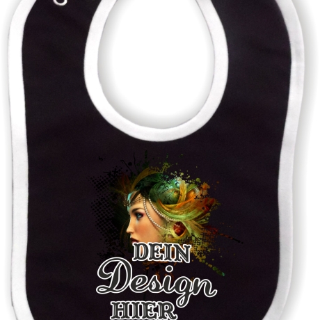 Baby Lätzchen farbiger Saum personalisiert mit deinem Wunschmotiv