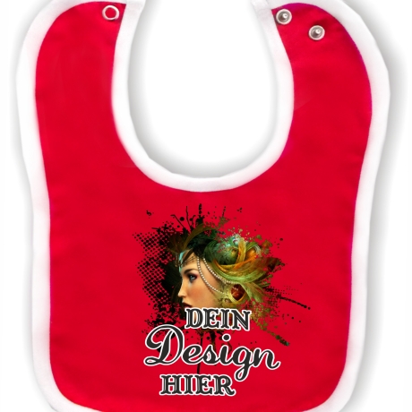 Baby Lätzchen farbiger Saum personalisiert mit deinem Wunschmotiv