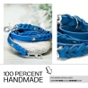 Hundeleine aus geflochtenem Leder in Azur-Blau. Edel & Robust