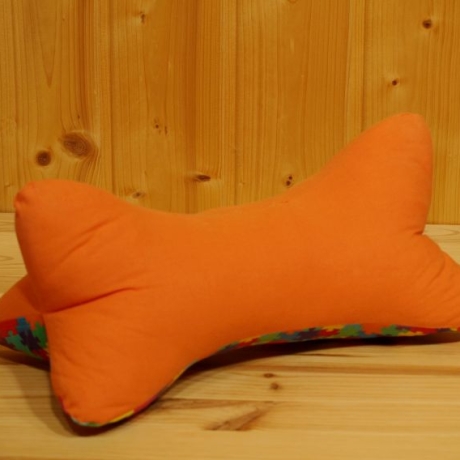 Leseknochen, Nackenkissen, orange mit Puzzle-Motiv