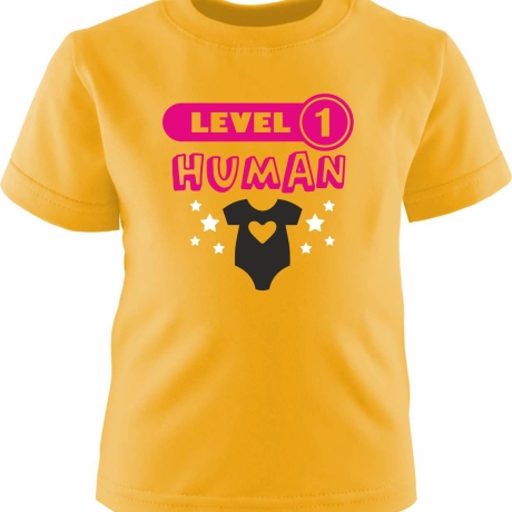 Kinder Kurzarm T-Shirt bedruckt mit LEVEL1 HUMAN