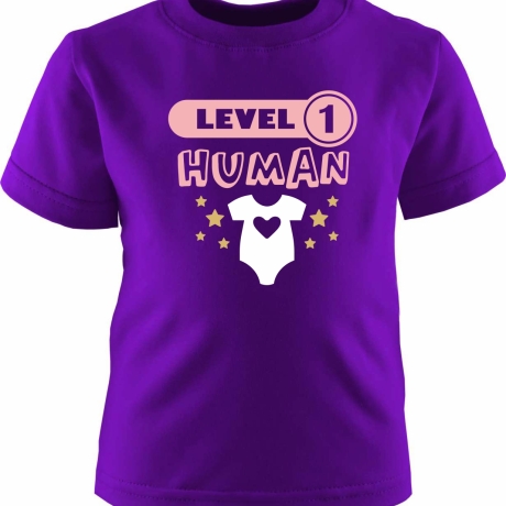 Kinder Kurzarm T-Shirt bedruckt mit LEVEL1 HUMAN