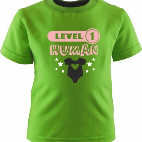 Kinder Kurzarm T-Shirt bedruckt mit LEVEL1 HUMAN