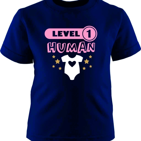 Kinder Kurzarm T-Shirt bedruckt mit LEVEL1 HUMAN