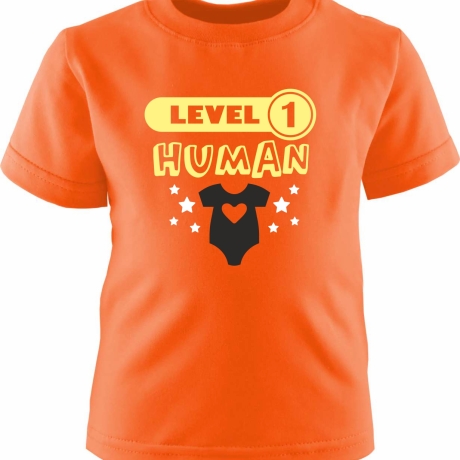 Kinder Kurzarm T-Shirt bedruckt mit LEVEL1 HUMAN