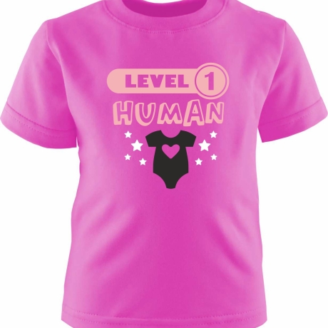 Kinder Kurzarm T-Shirt bedruckt mit LEVEL1 HUMAN