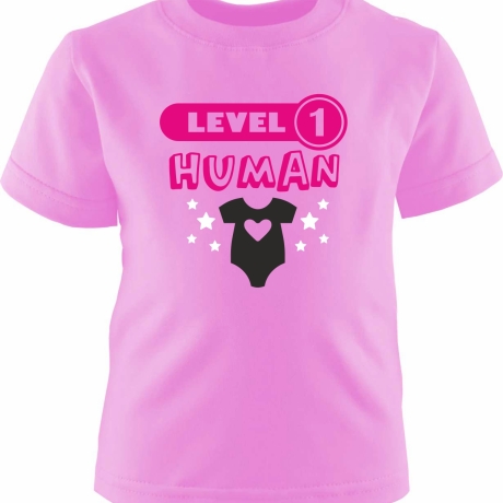 Kinder Kurzarm T-Shirt bedruckt mit LEVEL1 HUMAN