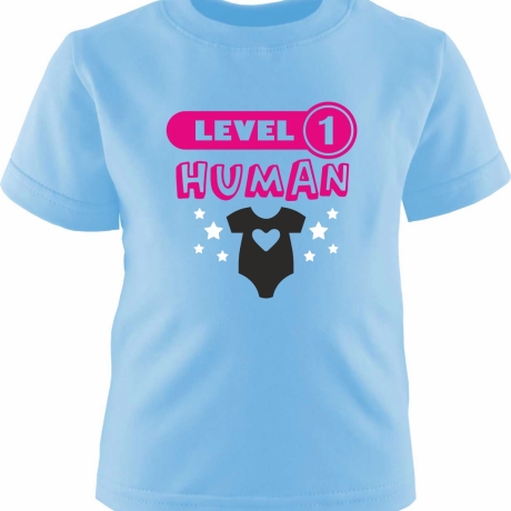 Kinder Kurzarm T-Shirt bedruckt mit LEVEL1 HUMAN