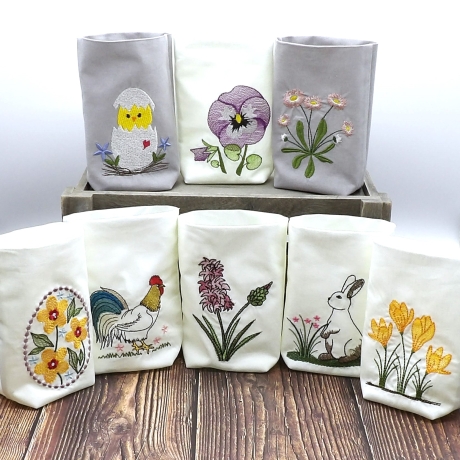 ITH Lichterbeutel Frühling Set 11 Blumen Hase Ostern Küken Hahn