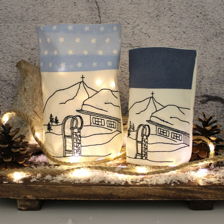 ITH Lichterbeutel Winter Berghütte Schlitten fahren