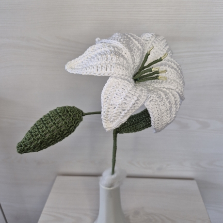 Lilie - weiß (Häkelblume)