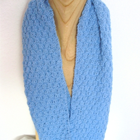 Schlauchschal♥Strukturmuster♥in hellblau♥handgestrickt♥