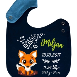 Lätzchen Multicolor FUCHS personalisiert mit den Geburtsdaten