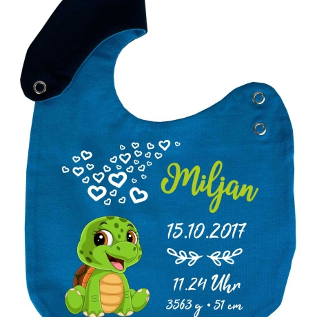 Lätzchen Multicolor SCHILDKRÖTE personalisiert mit Geburtsdaten