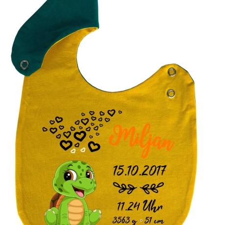 Lätzchen Multicolor SCHILDKRÖTE personalisiert mit Geburtsdaten