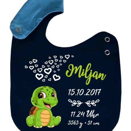 Lätzchen Multicolor SCHILDKRÖTE personalisiert mit Geburtsdaten