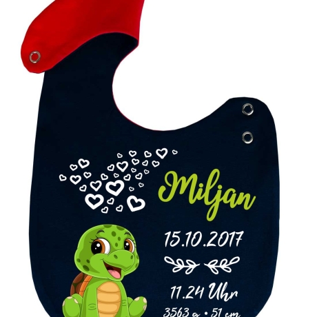 Lätzchen Multicolor SCHILDKRÖTE personalisiert mit Geburtsdaten
