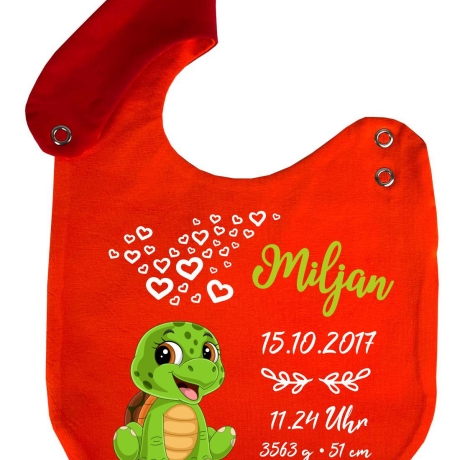 Lätzchen Multicolor SCHILDKRÖTE personalisiert mit Geburtsdaten
